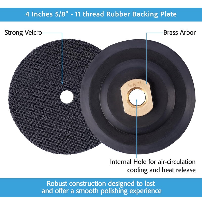 POLISHSURF 4 Inch Diamond Tile Polishing Pads for Grinder Polisher, 15 PCS Wet Dry Concrete Polishing Pads Kit including 5/8-11 Rubber Backer Pad and 30-3000 Grit Polishing Pad for Marble, Granite Polishing (15) - Image 4